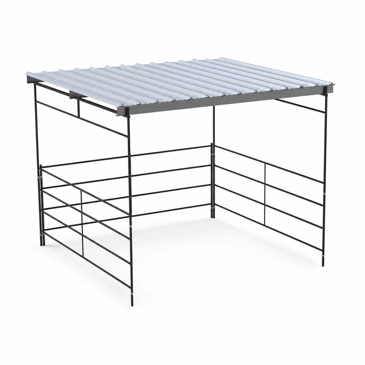 12x12 Shelter, Flat Roof, 4-Rail