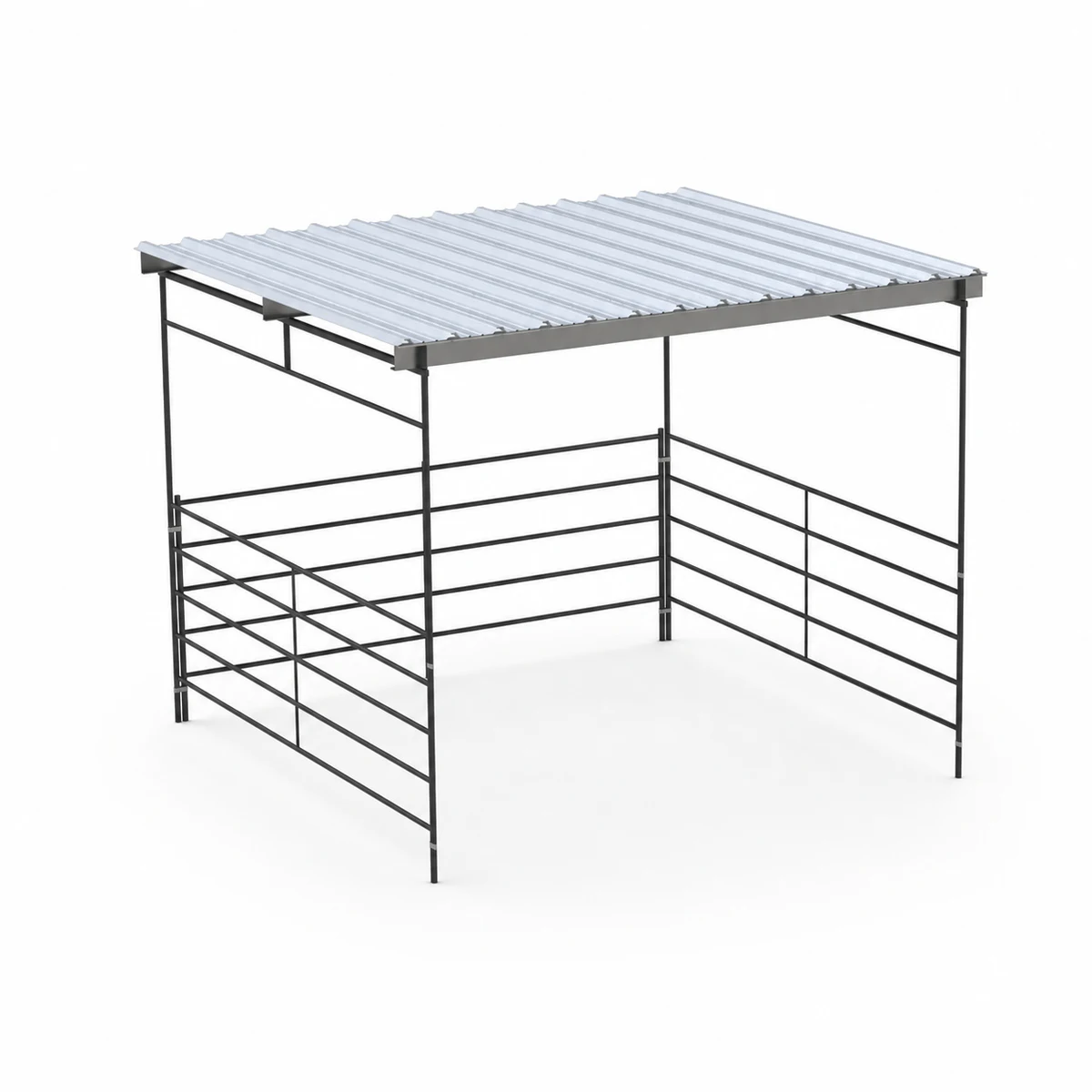 12x12 Shelter, Flat Roof, 5-Rail