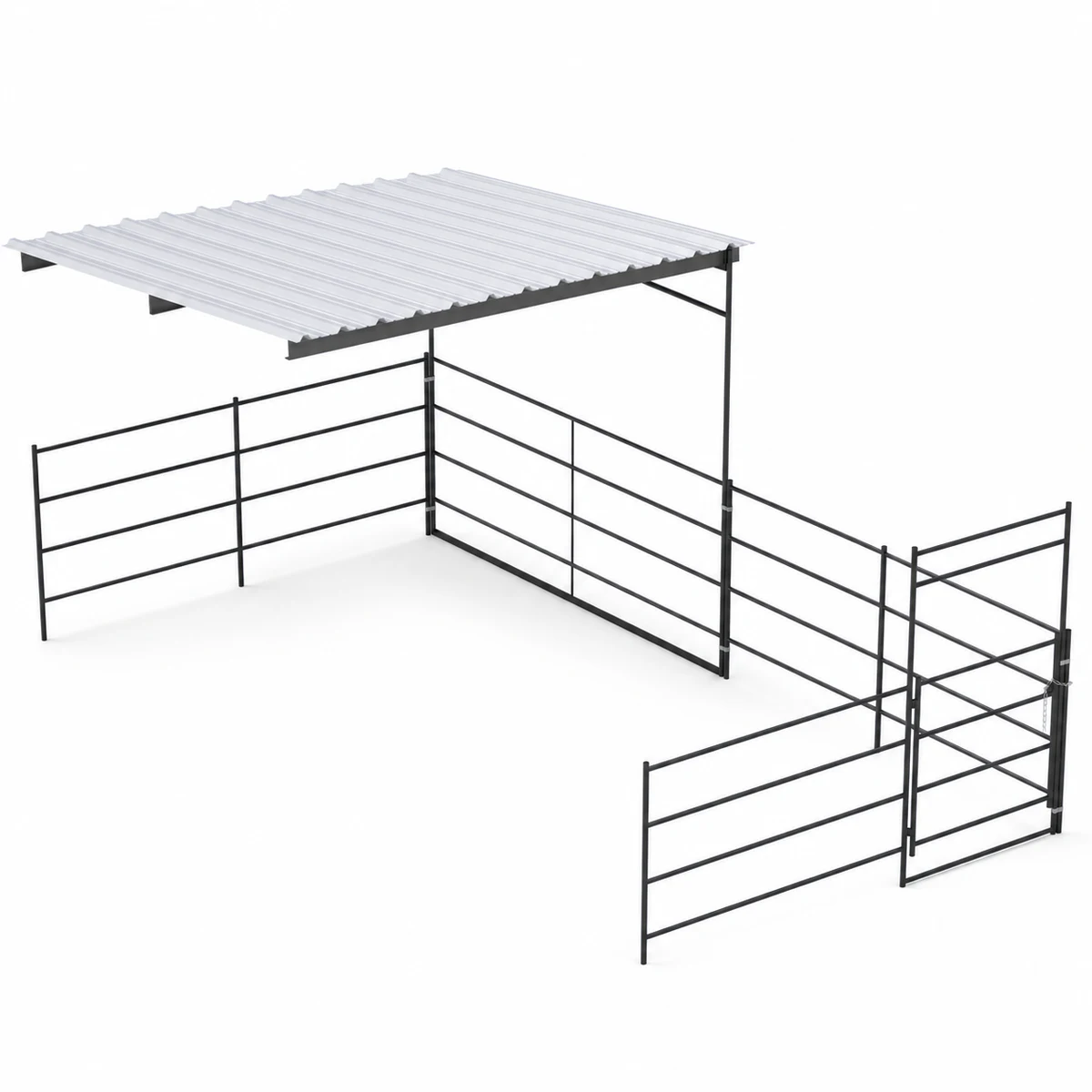 12X24 Add-On Stall with 12x12 Sloped Cover 4 Rail