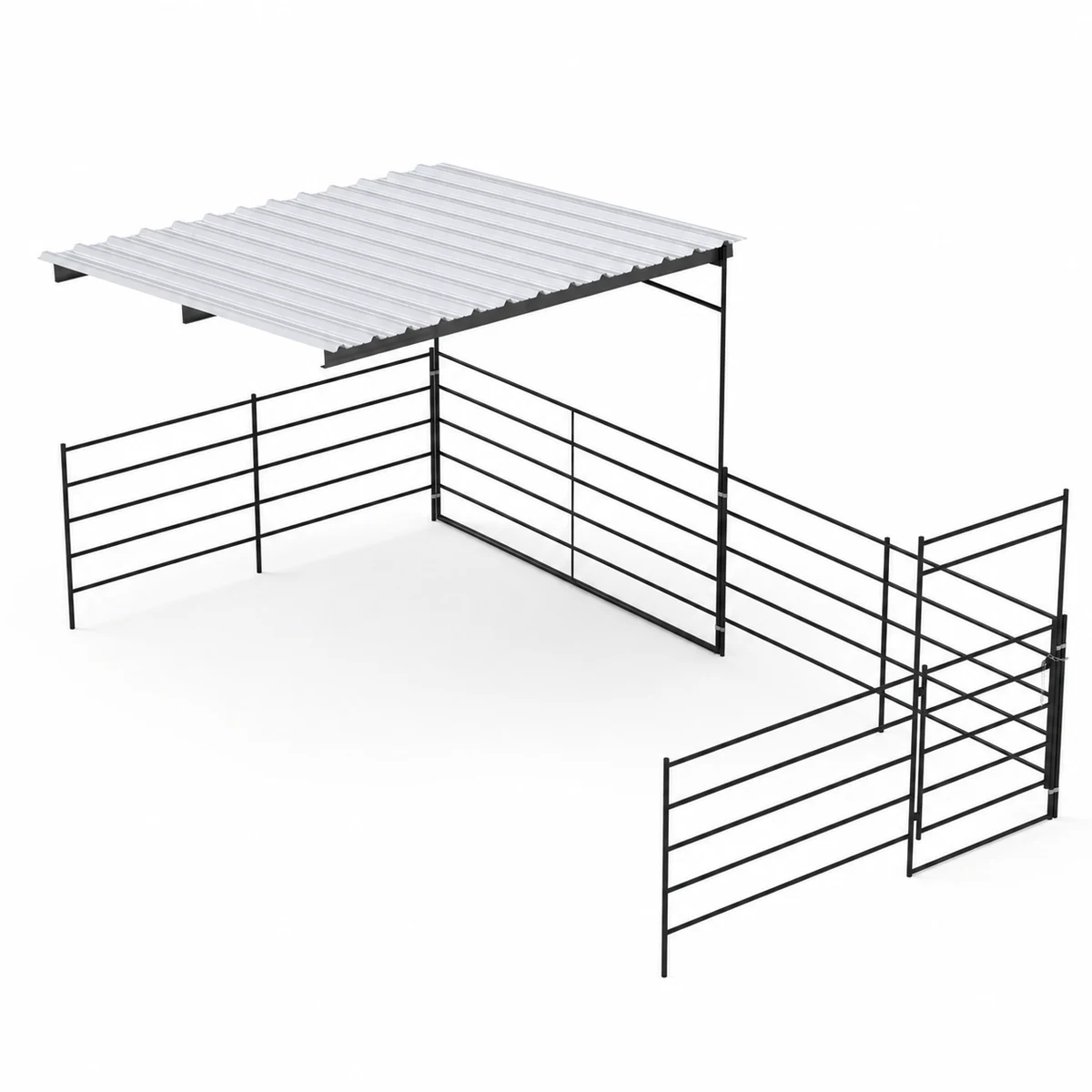 12X24 Add-On Stall with 12x12 Sloped Cover 5 Rail