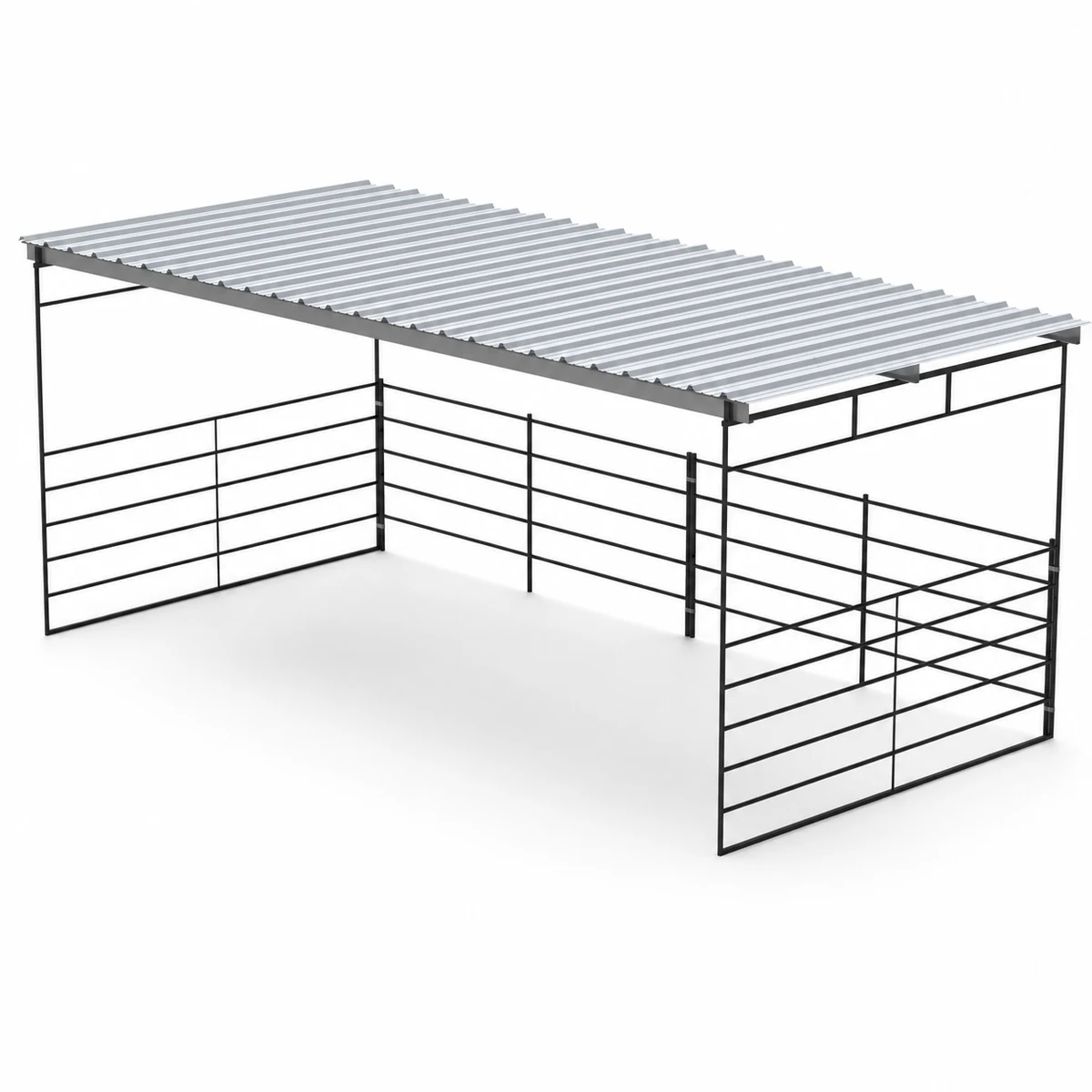 12x24 Shade Shelter, Flat Roof, 5-Rail