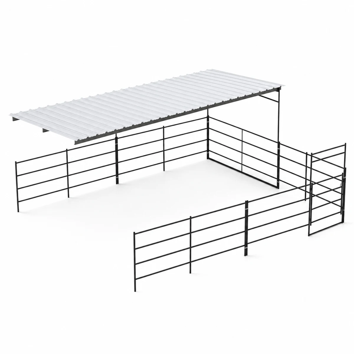 24X24 Add-On Stall with 12x24 Sloped Cover 4 Rail