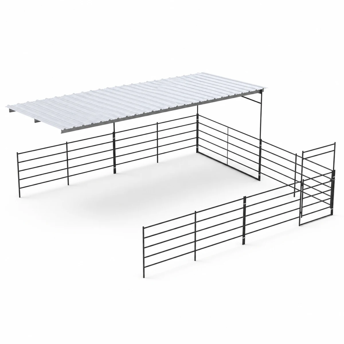 24X24 Add-On Stall with 12x24 Sloped Cover 5 Rail
