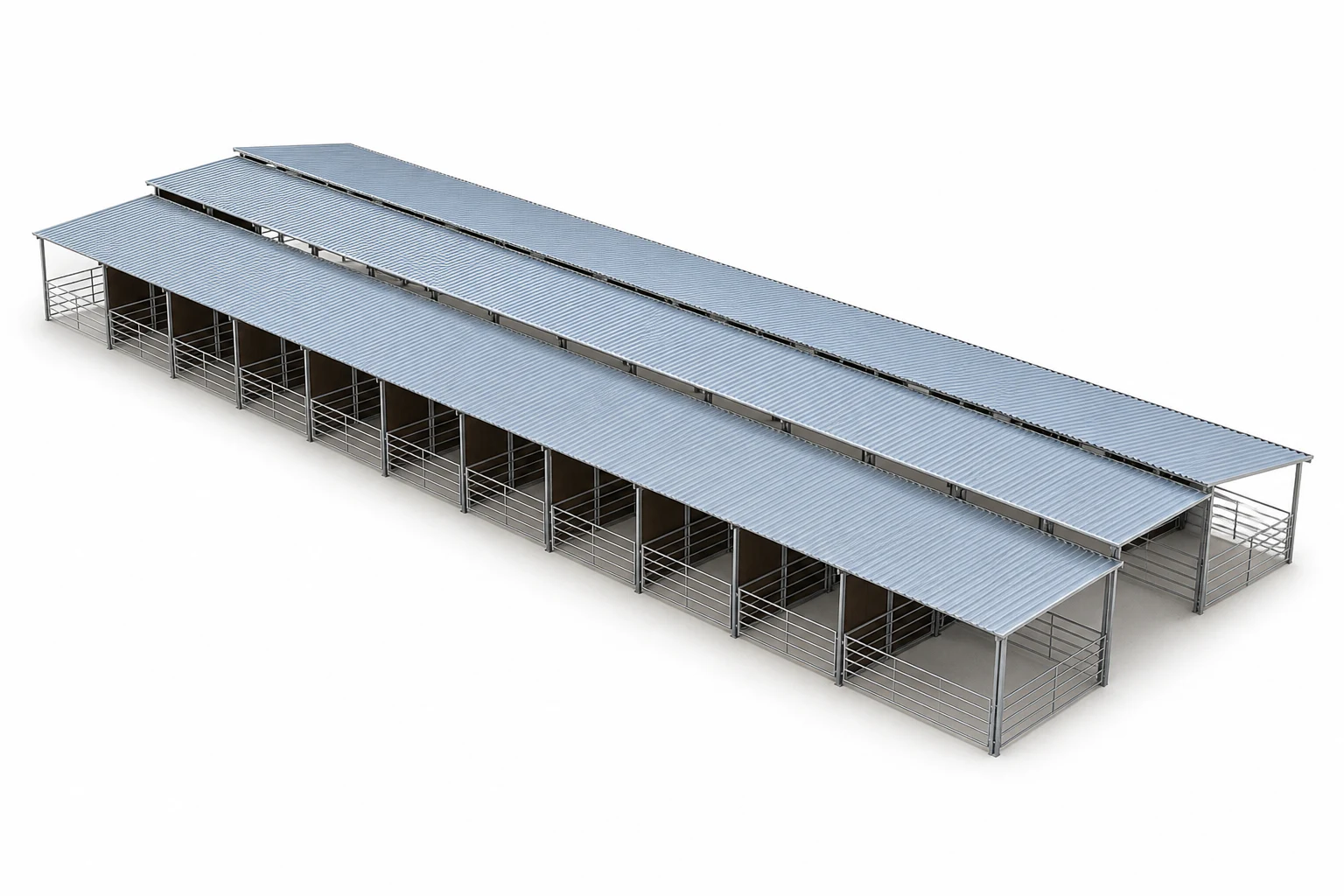 8-Stall Mega Mare Motel, 48x82 Stalls, 15ft Breezeway