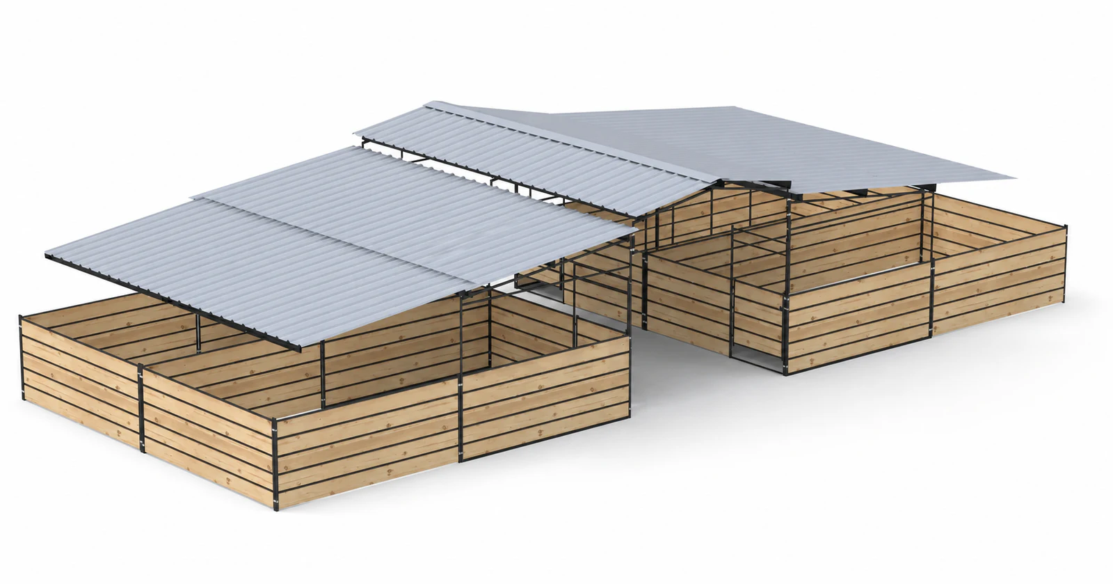 Mare Motel, 4 12x24 Stalls Fully Covered 5-Rail Wood Insert