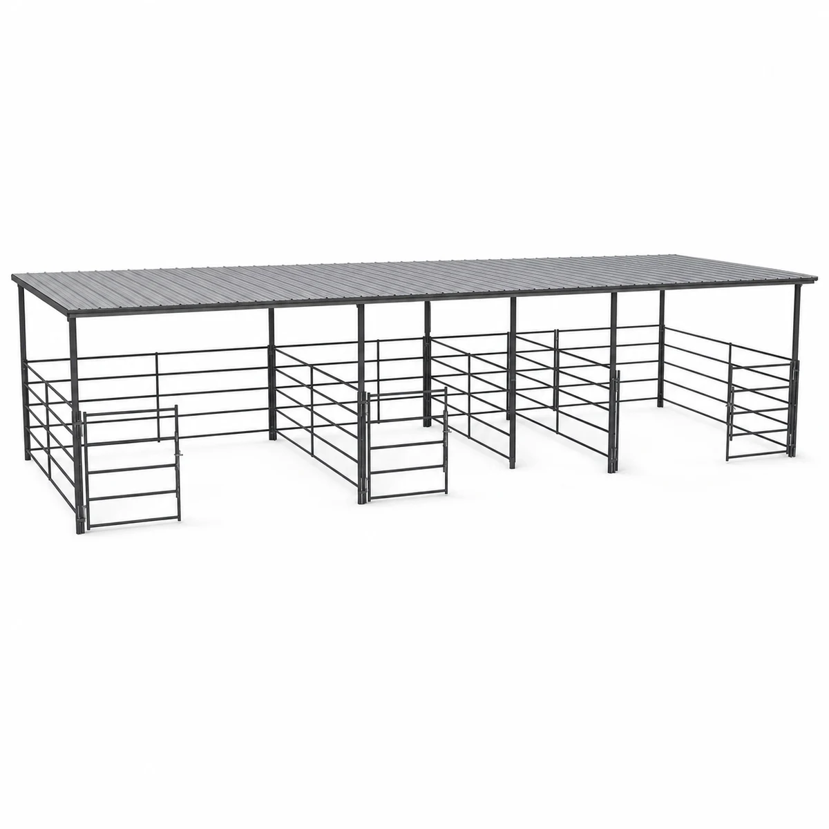 Three 12x24 Stall Side by Side 4-rail