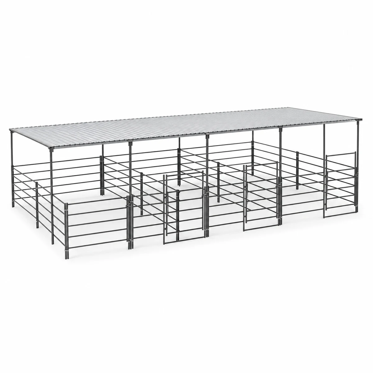 Three 12x24 Stall Side by Side 5-rail