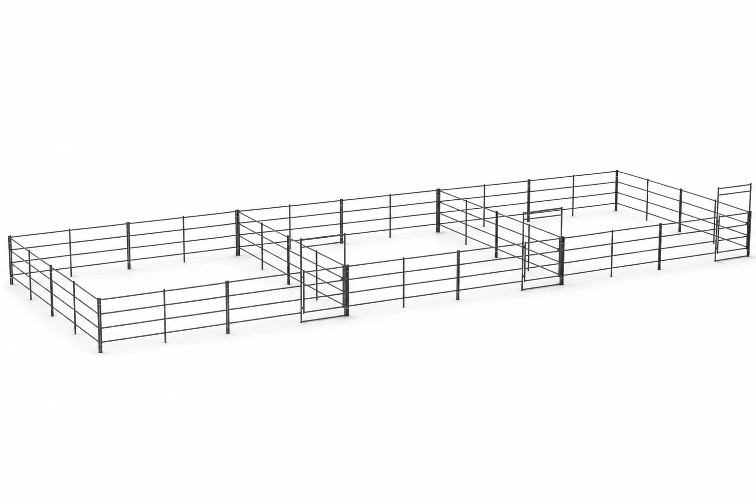 Three 24x24 Stall Side by Side 4-rail