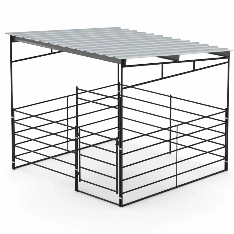 12x12 Stall, 12x12 Sloped Shelter 5 Rail