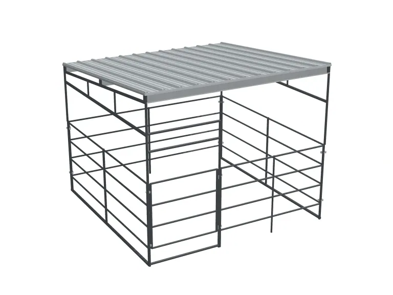 1-Stall 12x12, 4-Rail, Fully Covered, Sloped Roof