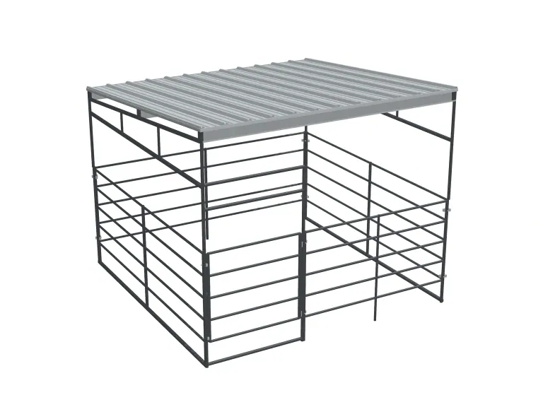 1-Stall 12x12, 5-Rail, Fully Covered, Sloped Roof
