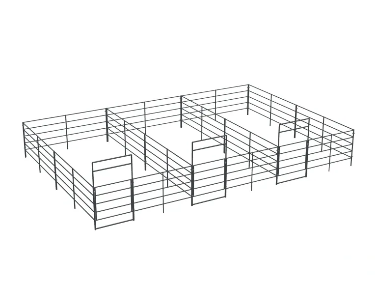 3-Stall 12x24, 5-Rail, Uncovered