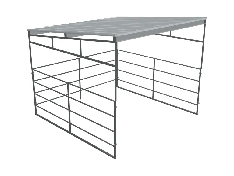 12x12 Shelter, Sloped Roof, 4-Rail