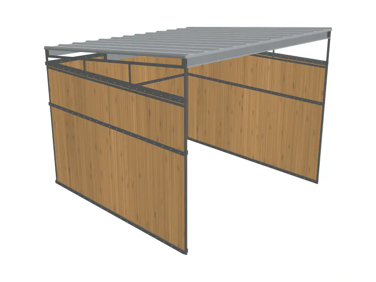 12x12 Loafing Shed, 3 Walls, Wood Excluded