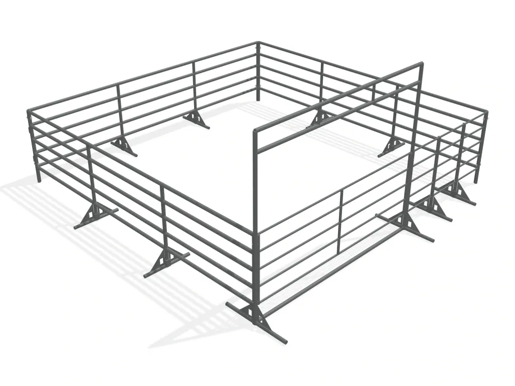 20x20 Portable Cattle Corral Pen — complete kit in bare metal