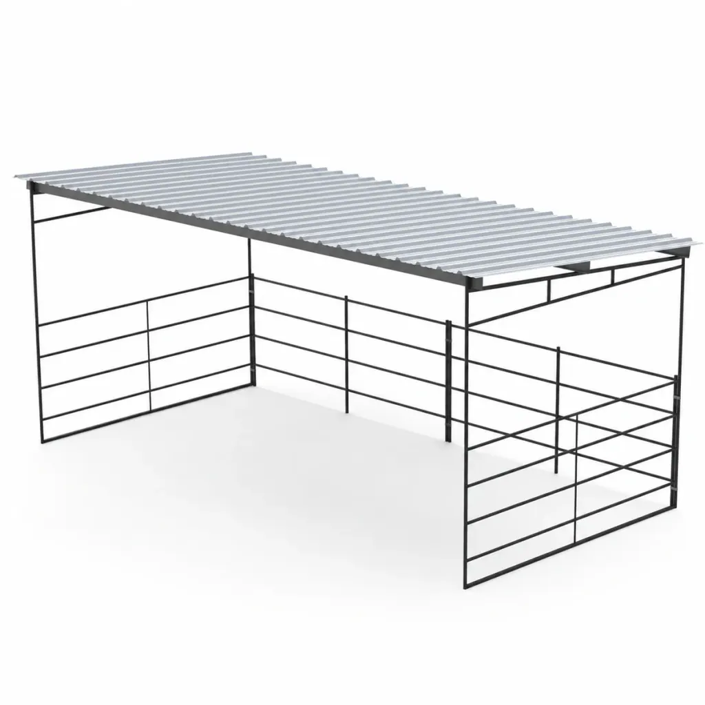 12x24 Shelter, Sloped Roof, 4-Rail