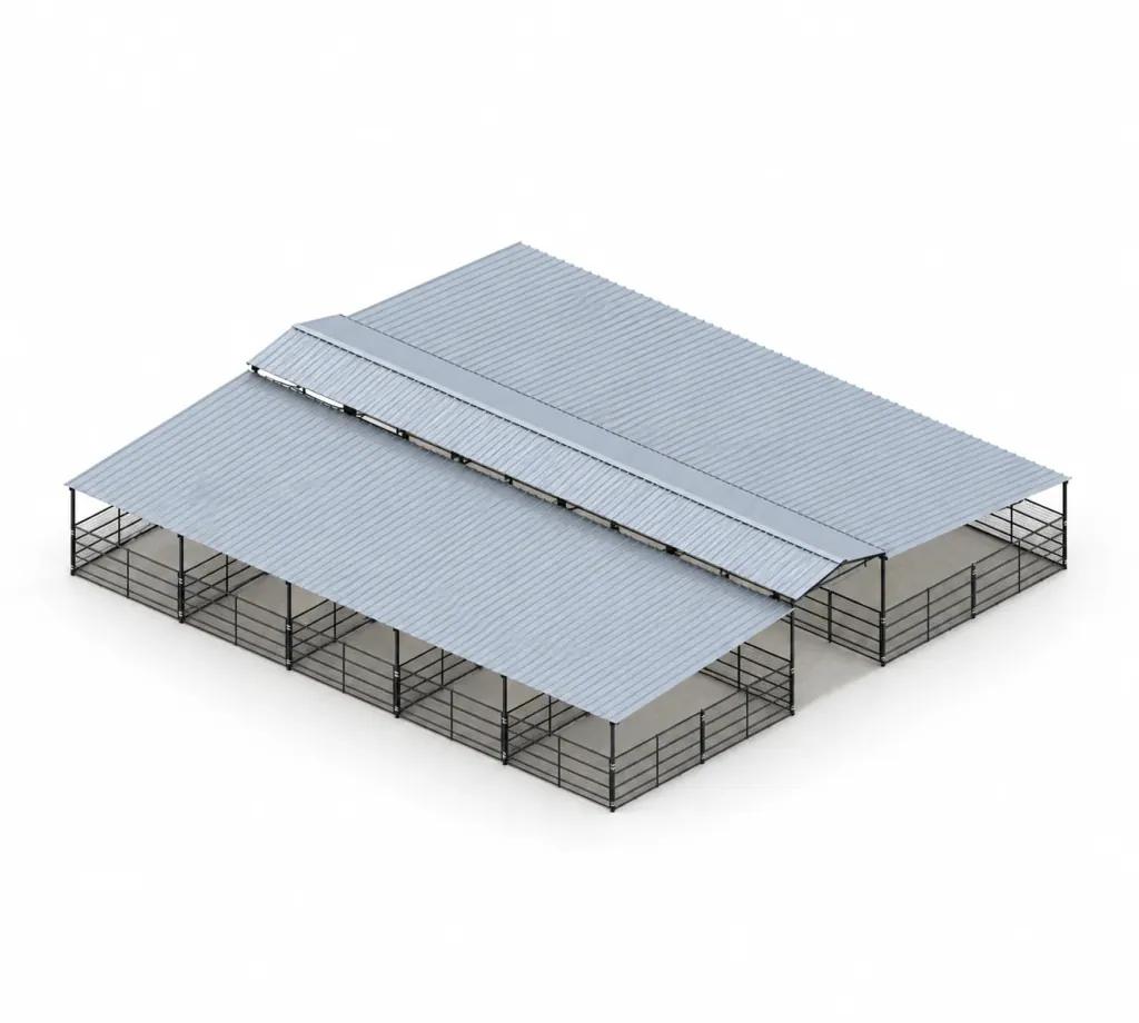 10-Stall Fully Covered 5 ft Welded-Wire Mare Motel, 12x24 Stalls