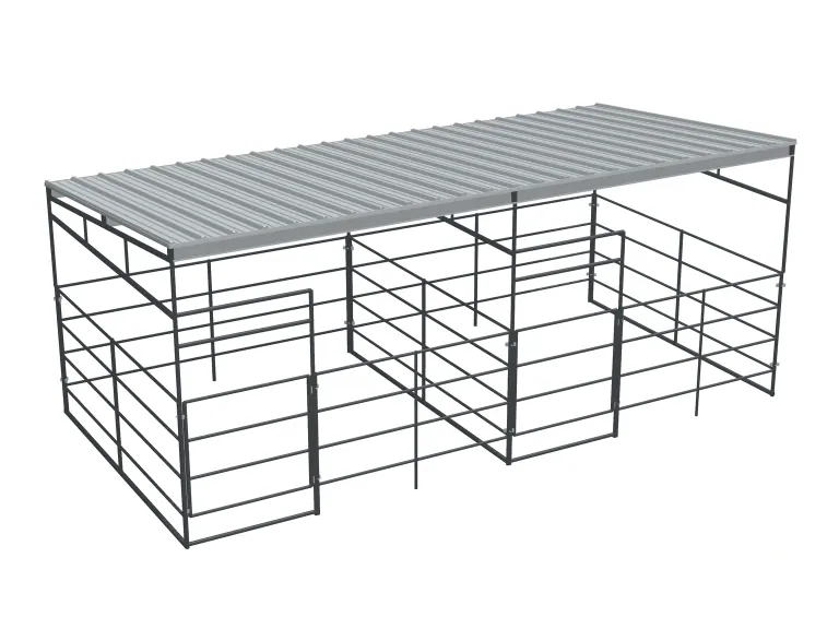 2-Stall 12x12, 4-Rail, Fully Covered, Sloped Roof