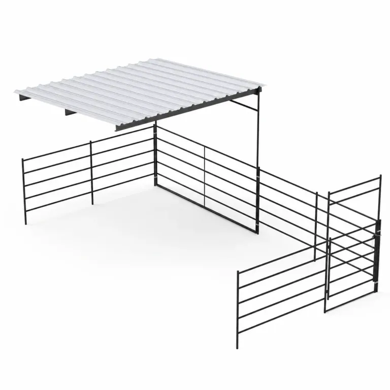 12X24 Add-On Stall with 12x12 Sloped Cover 5 Rail