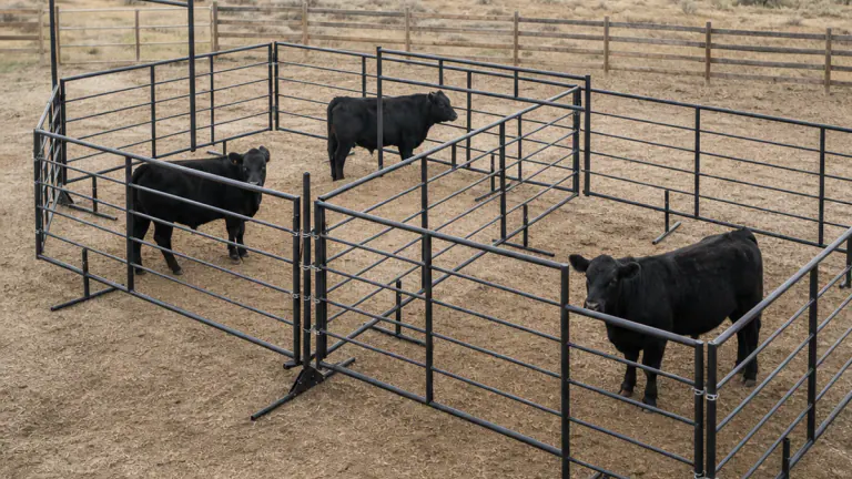 Portable steel cattle corral and livestock panels