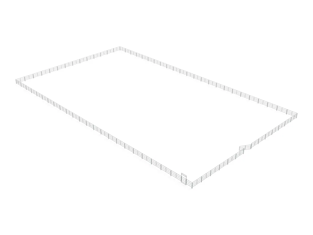 140 ft x 240 ft Riding Arena 4-Rail — complete kit in bare metal