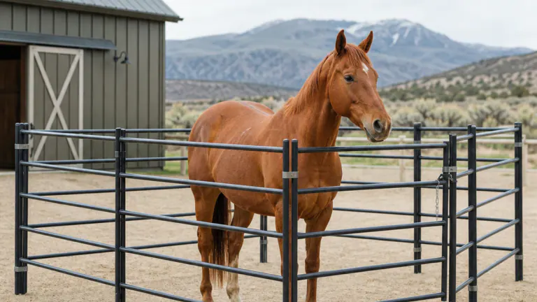 Freestanding welded steel horse stalls