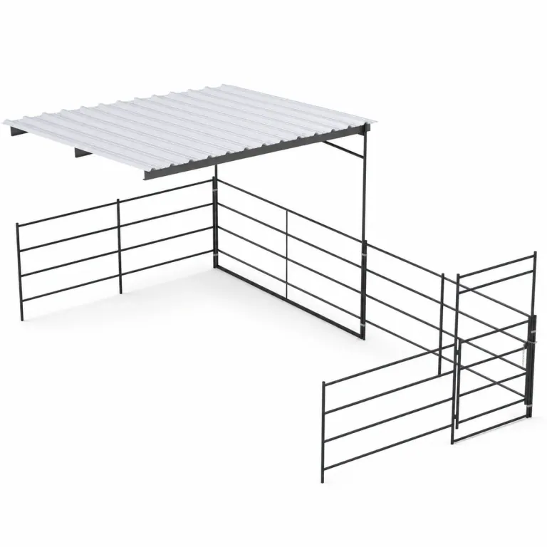 12X24 Add-On Stall with 12x12 Sloped Cover 4 Rail