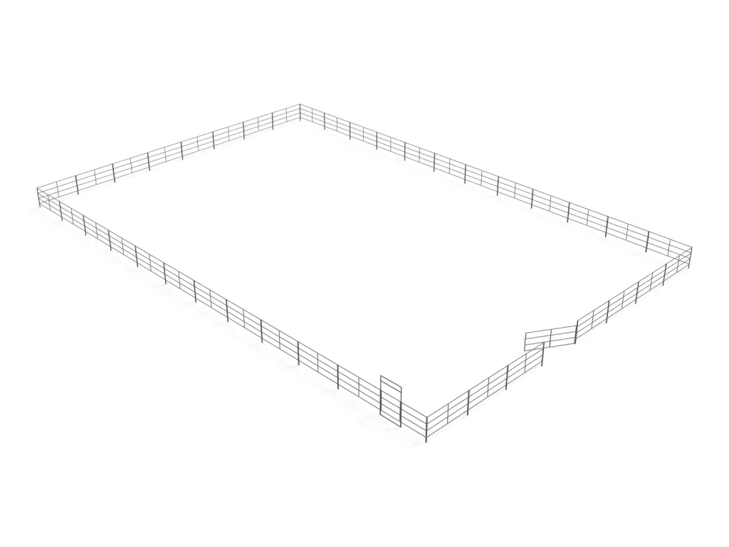 80 ft x 120 ft Riding Arena 4-Rail — complete kit in bare metal