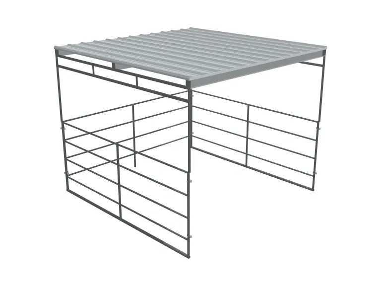 12x12 Shelter, Flat Roof, 4-Rail