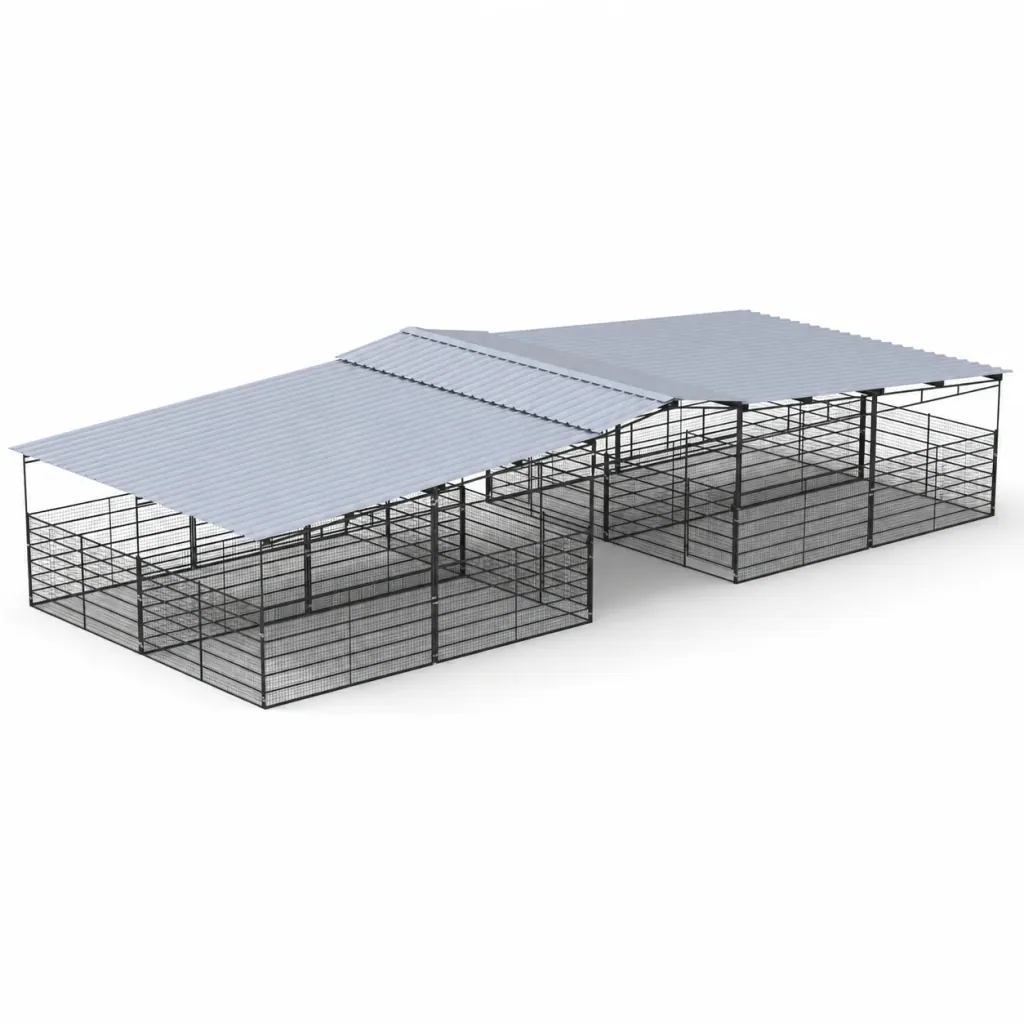 4-Stall Fully Covered 6 ft Welded-Wire Mare Motel, 12x24 Stalls