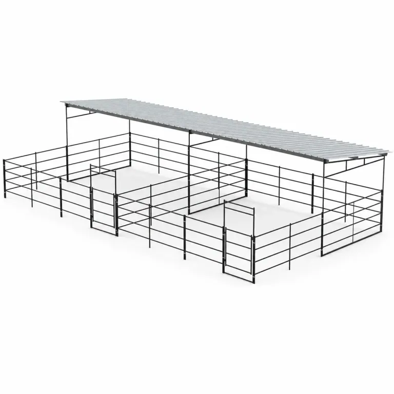 Two 24x24 Stalls 4-Rail Side by Side, Two 12x24 Covers