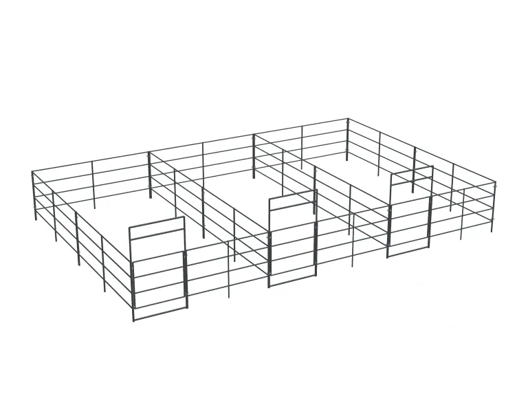 3-Stall 12x24, 4-Rail, Uncovered