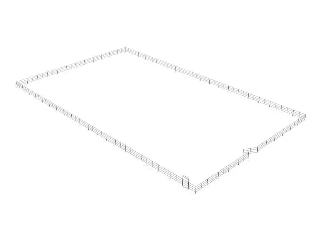 120 ft x 200 ft Riding Arena 4-Rail — complete kit in bare metal