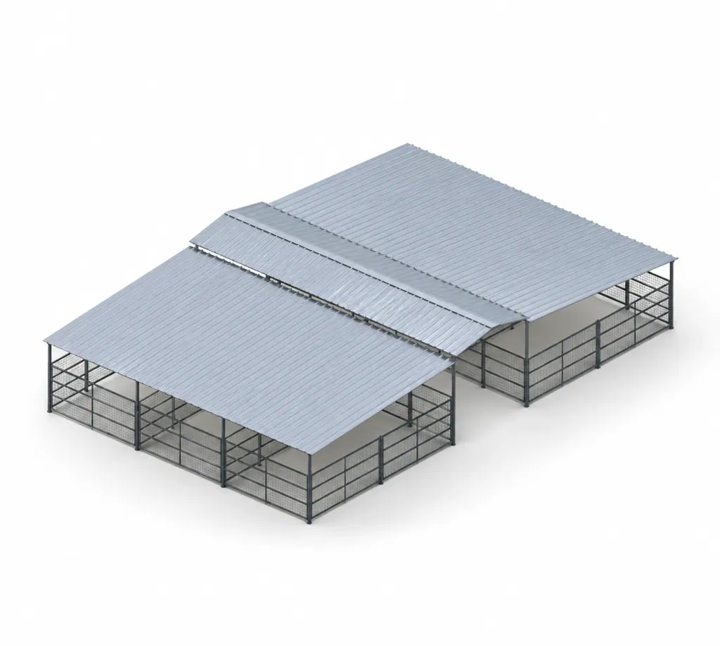 6-Stall Fully Covered 6 ft Welded-Wire Mare Motel, 12x24 Stalls