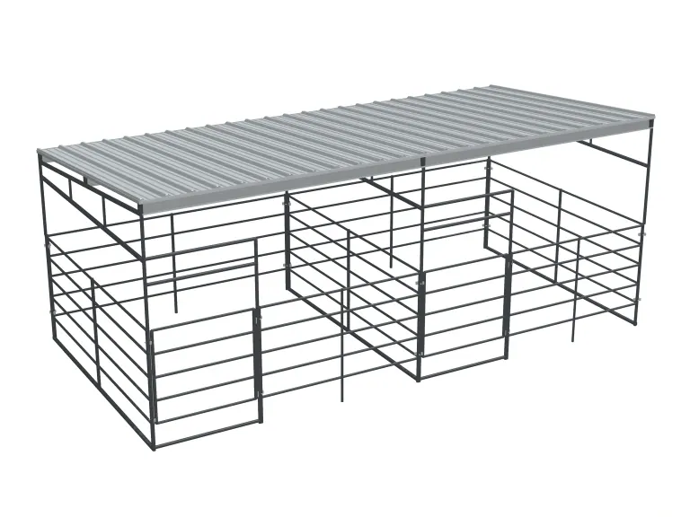 2-Stall 12x12, 5-Rail, Fully Covered, Sloped Roof