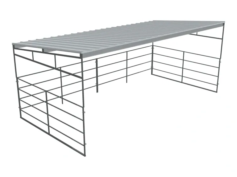 12x24 Shelter, Sloped Roof, 4-Rail