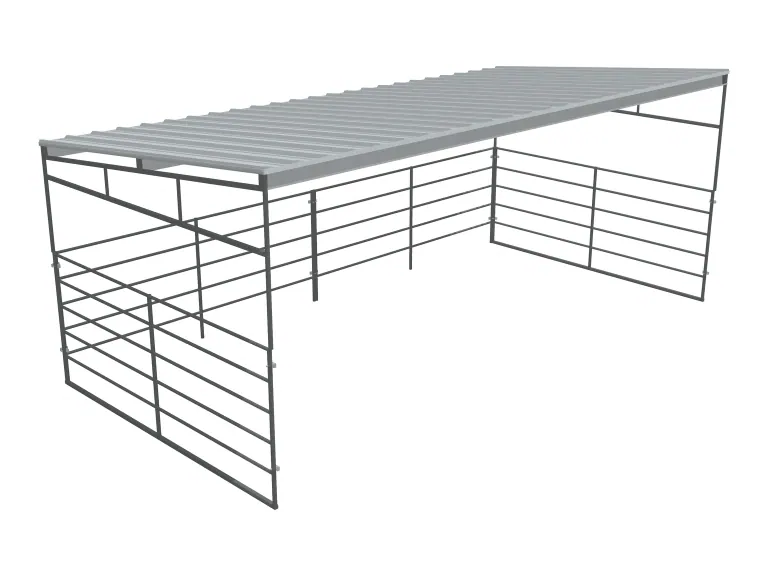 12x24 Shelter, Sloped Roof, 5-Rail