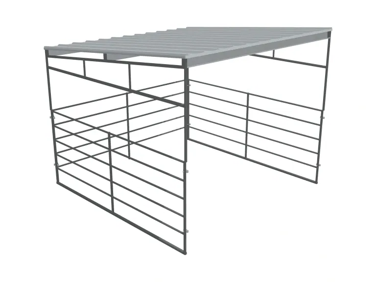 12x12 Shelter, Sloped Roof, 5-Rail