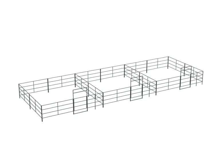 3-Stall 20x20, 4-Rail, Uncovered